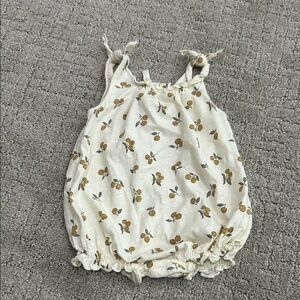 Rylee + Cru Cream Romper with Mustard Fruit Print